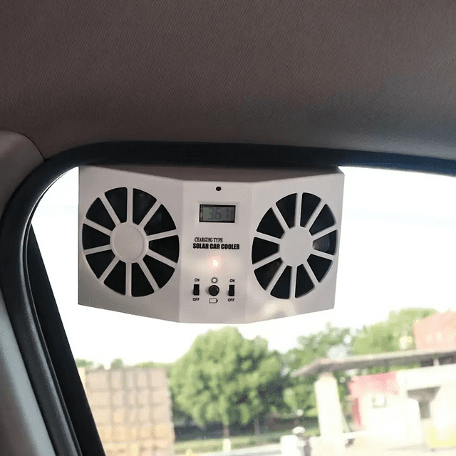 Car Cooling Fan Solar Powered Vehicle Window Dual Fans 2 AA*1200mAh Car Cooler Airflow White