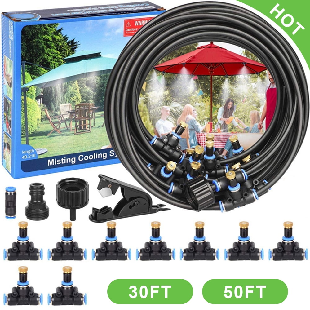 30/50Ft Outdoor Patio Water Mister Mist Nozzle Misting Cooling System Fan Cooler
