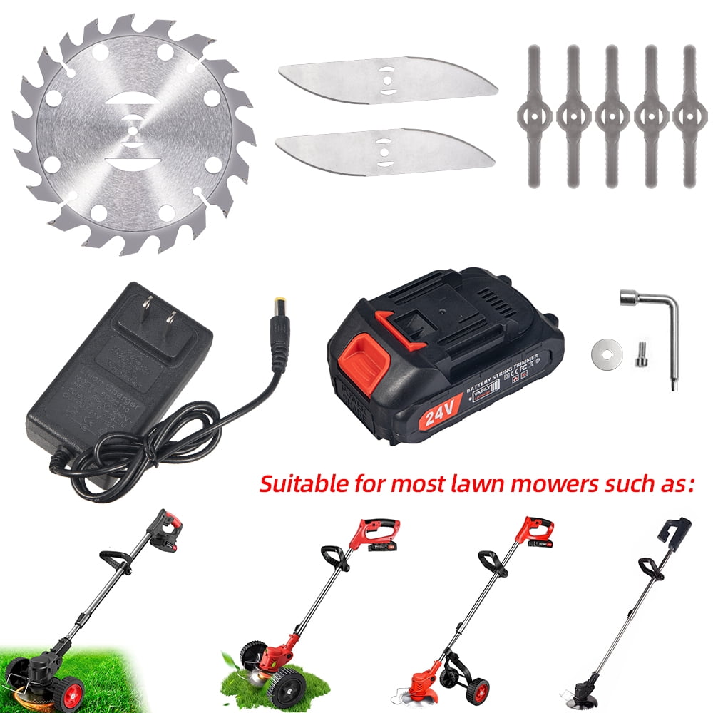 Weed Eater Blades, with 2000mAh Battery Trimming Essentials Kit Weed Eater Blades Set Carbide Tips Universal Adapter Battery Teeth Replacement Accessories