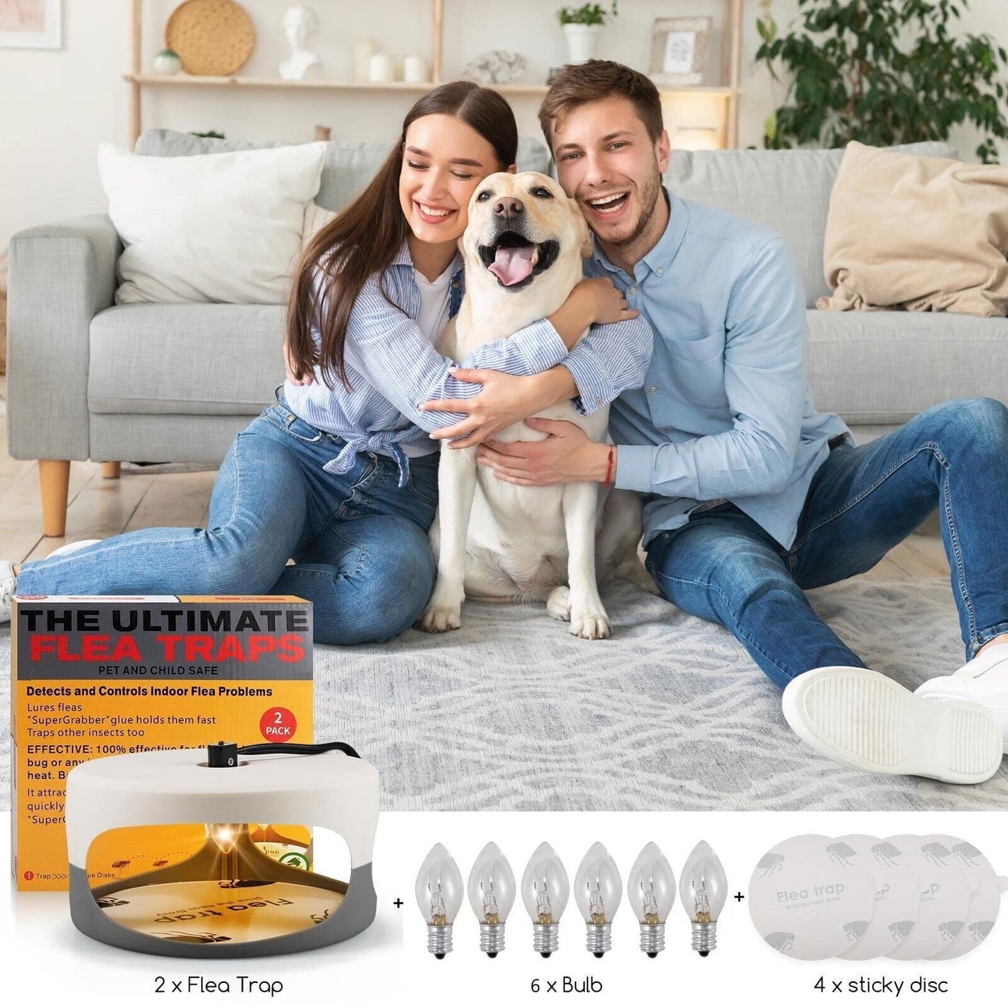 Safe Flea Trap Attract Catch Fleas, Bedbugs, Mosquitoes Robust ABS Shell Easy to Operate Light Yellow