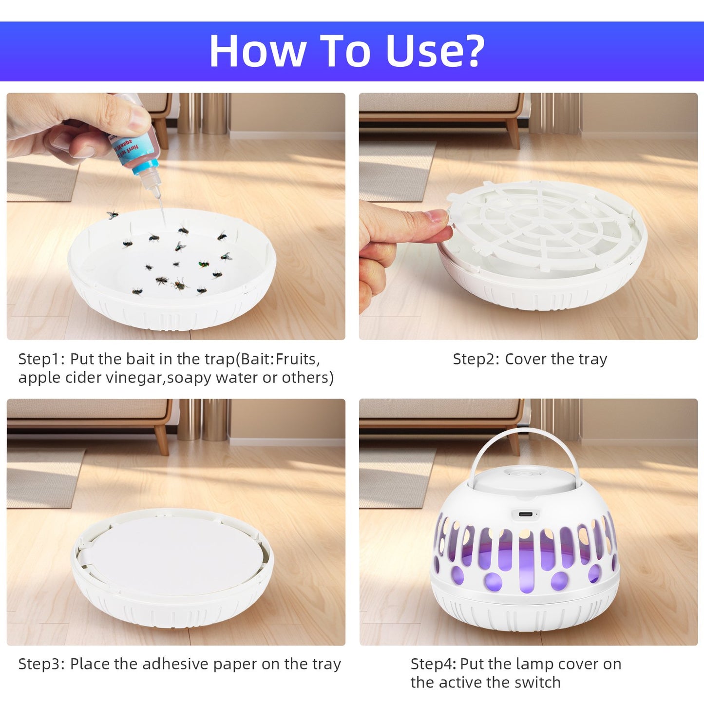 2-Pack Flea Trap Featuring 4 Sticky Discs Electric Wires Perfect For Pet Safety Indoor Outdoor Pest Management
