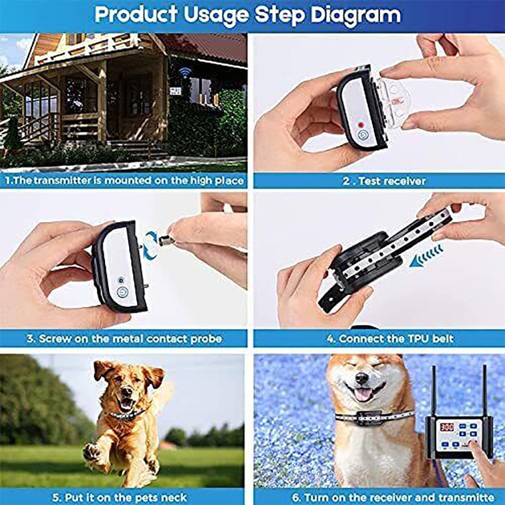 Electric Wireless Dog Fence System, Waterproof Containment System Training Collar Shock with Accessories for 1 Dog