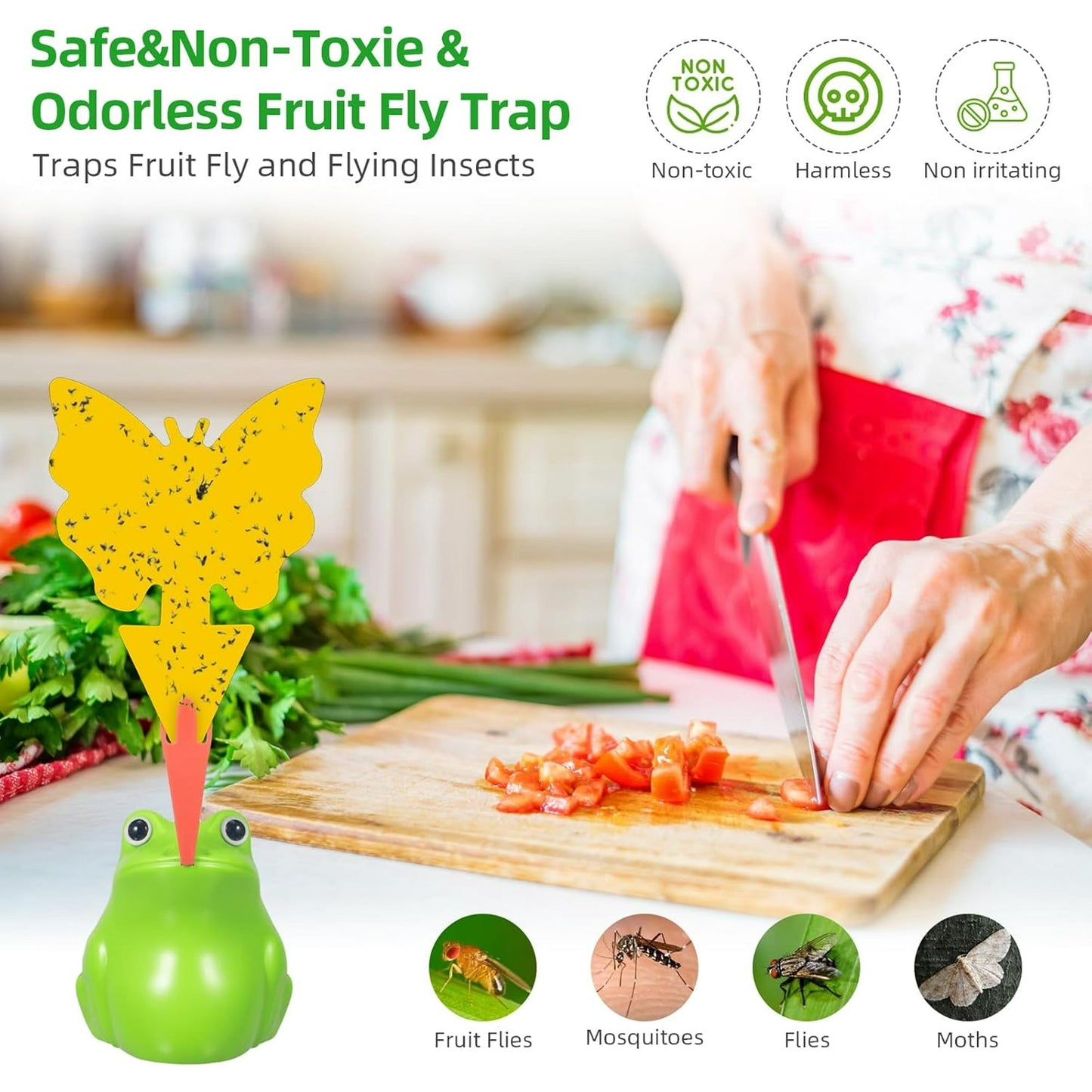 2Pack Fruit Fly Killer Reusable Gnat Traps Indoor House Fly Control Includes Sticky Pads Light Green
