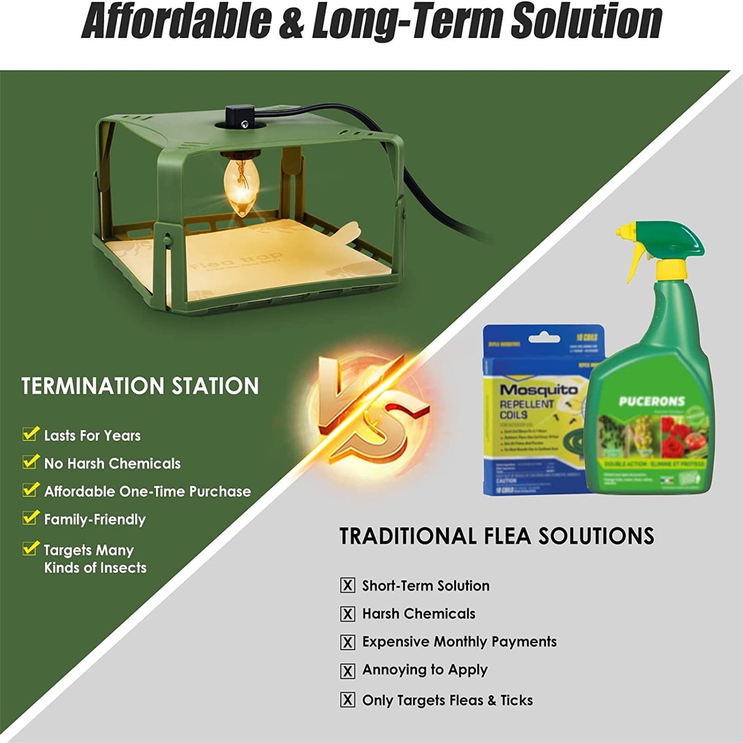2 Pack Flea Traps for Inside Your Home with 4 Sticky Pads & 6 Bulbs & 2 Electric Wires Flea Killer Indoor Bed Bug Trap Pest Control, Safe & Harmless, Friendly to Pets & Kids-Adjustable Height, Green