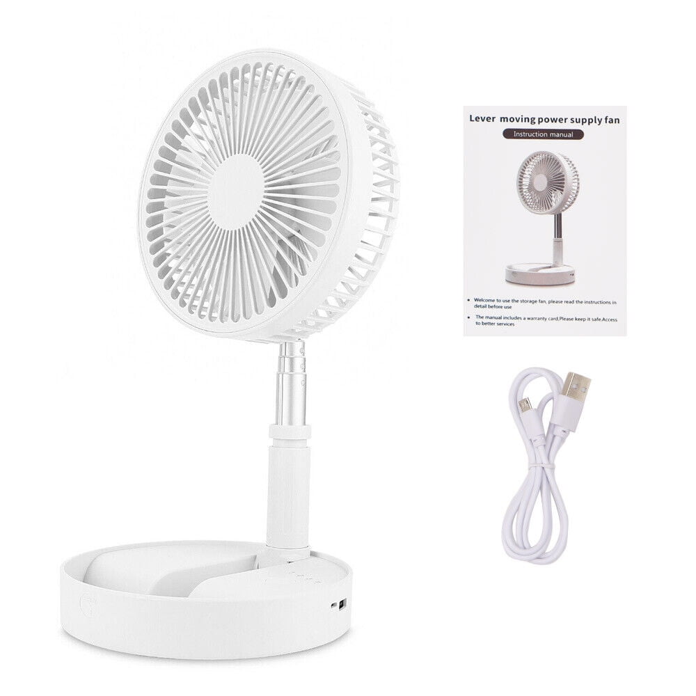Portable Stand Fan Folding Pedestal USB Rechargeable Telescopic Table Floor Fan