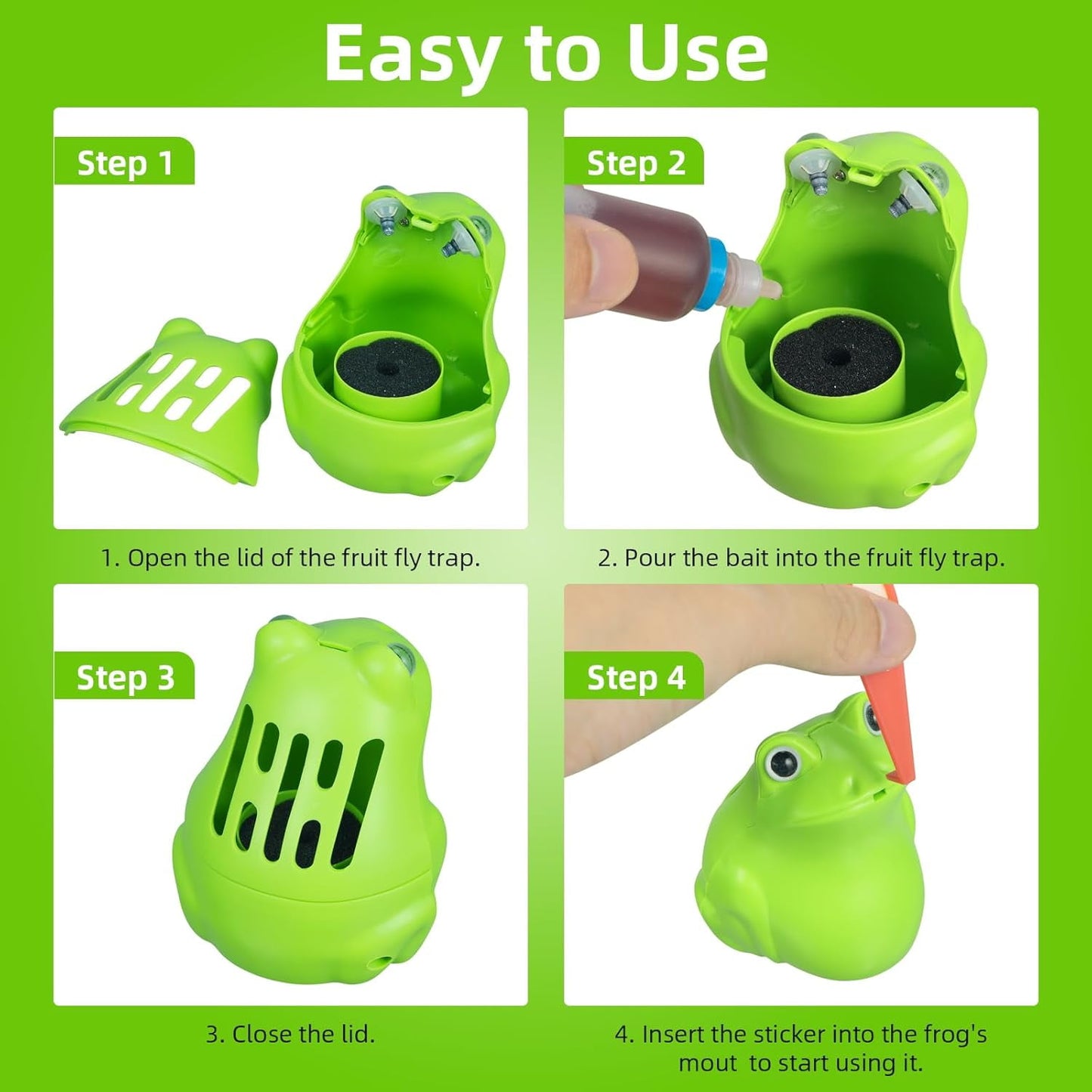 2Pack Fruit Fly Killer Reusable Gnat Traps Indoor House Fly Control Includes Sticky Pads Light Green