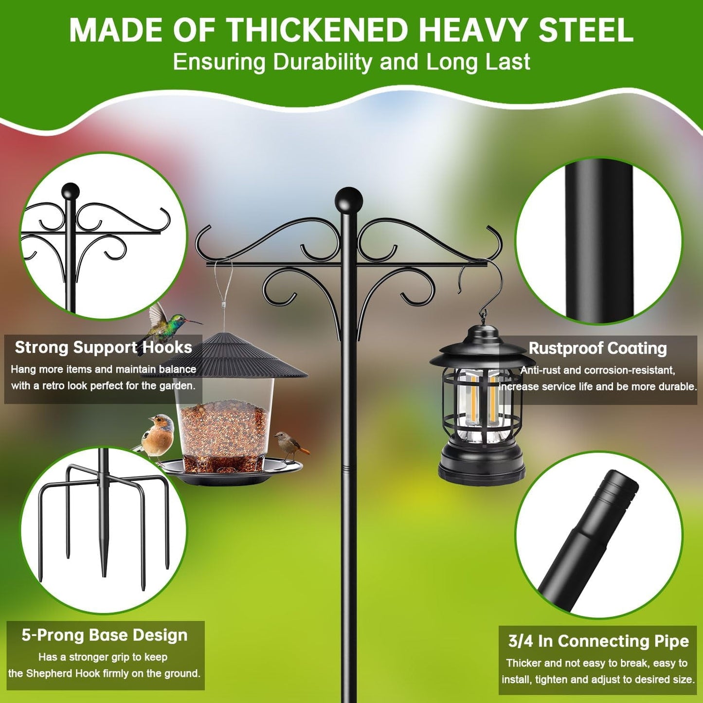 108-Inch Heavy Duty Iron Garden Shepherds Hooks 1PC