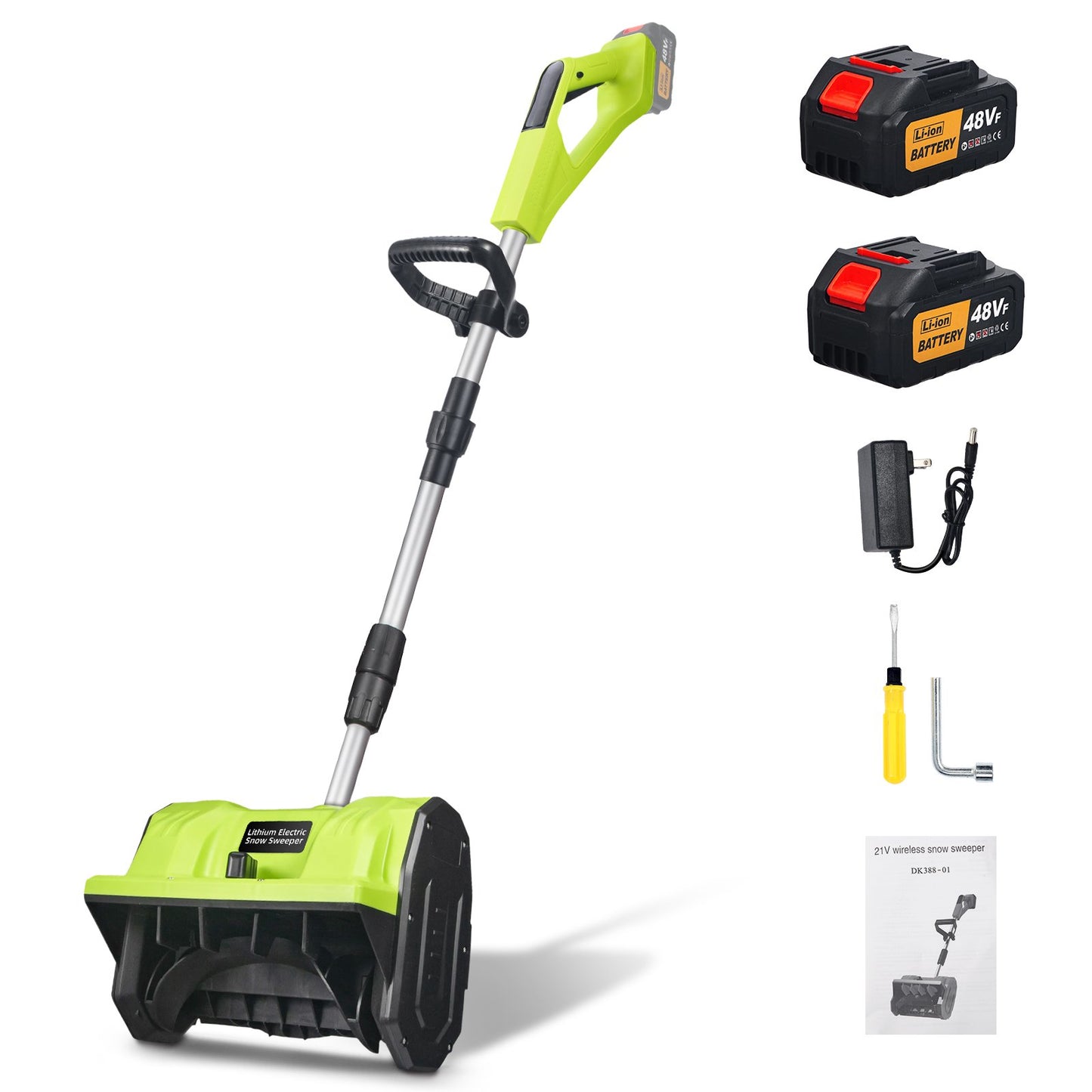 Cordless Snow Blower, 20V 12-Inch Battery-Powered Snow Thrower Adjustable Aux Handle Effortless Snow Removal Chores