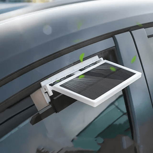 Car Cooling Fan Solar Powered Vehicle Window Dual Fans 2 AA*1200mAh Car Cooler Airflow White