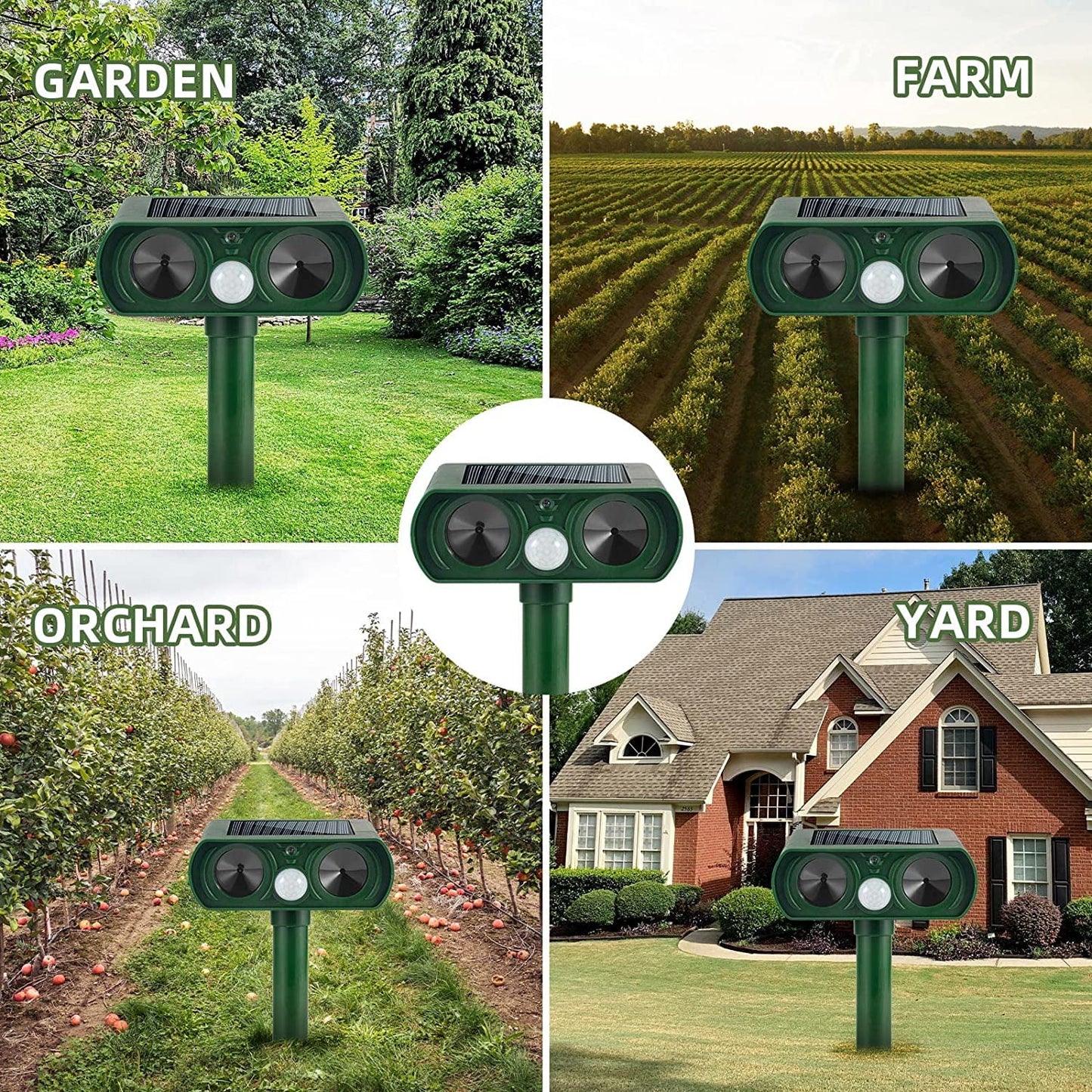 2 Pack Ultrasonic Animal Repellent Waterproof Solar Deterrent Cat Repellent Suppository Set with Ultrasonic Animal Repellent