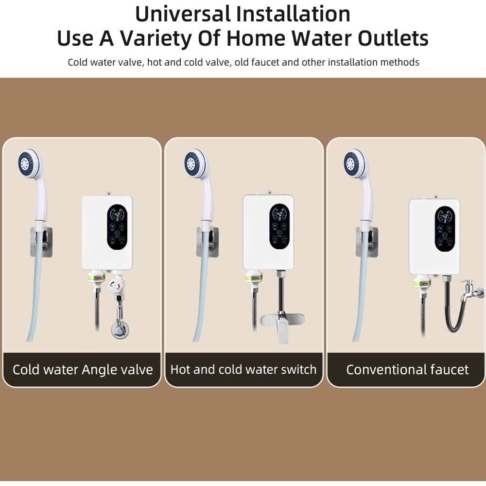 JahyShow Instant Hot Tankless Water Heater Electric Boiler for Shower Bathroom 110V 3400W