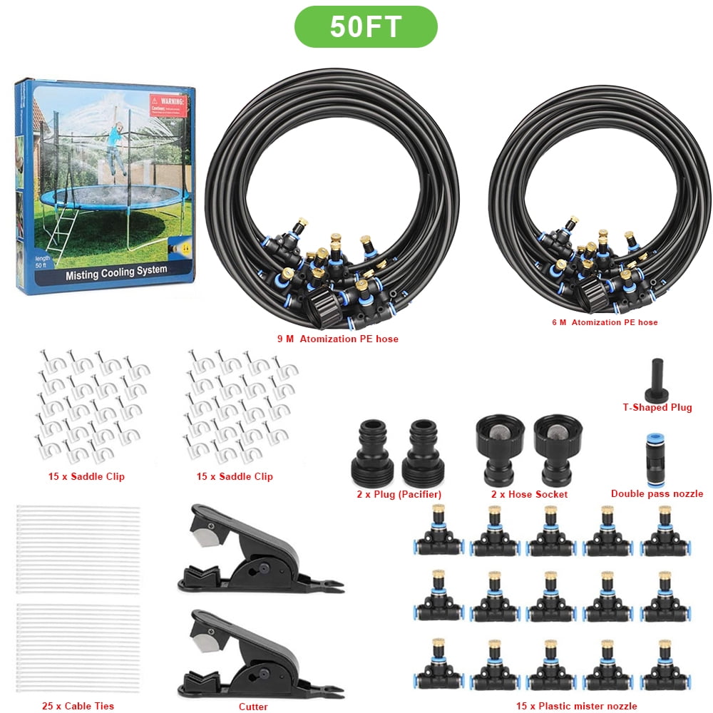 30/50Ft Outdoor Patio Water Mister Mist Nozzle Misting Cooling System Fan Cooler