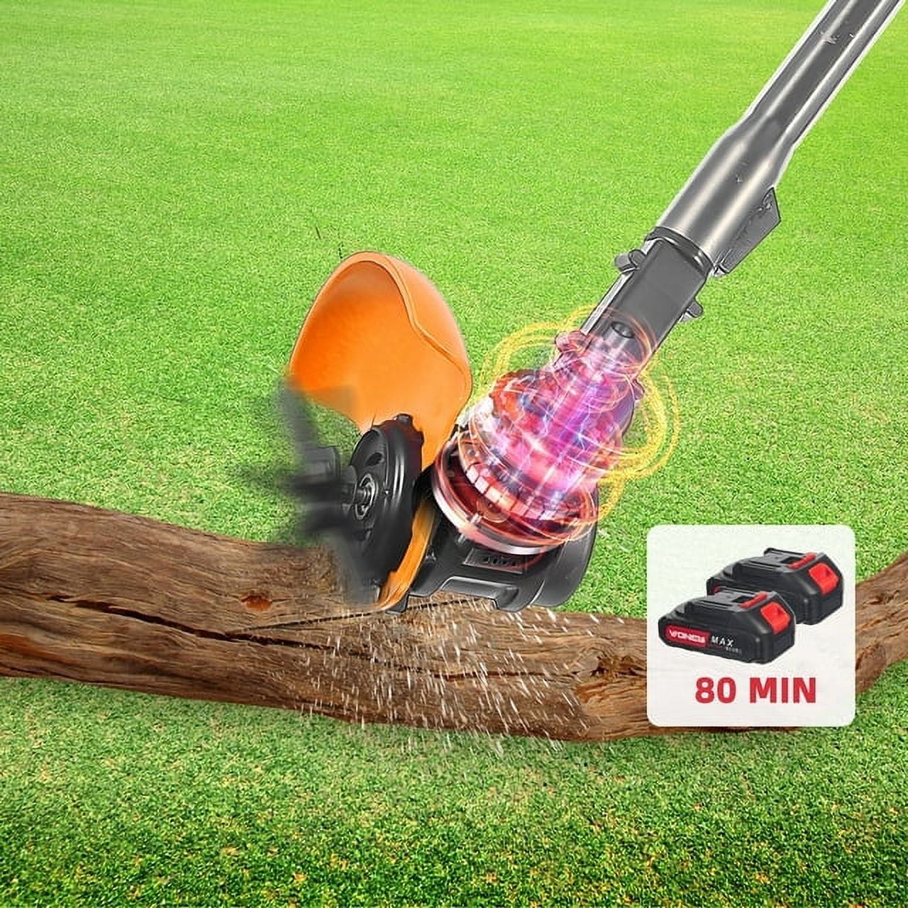 Weed Wacker Grass Trimmer, 24V Cordless Weedeater Lightweight Electric Brush Cutter with 2 Batteries and Charger for Home Garden Yard Trimming