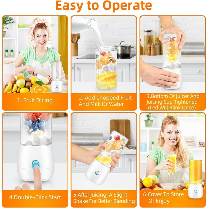 Compact & Portable Blender Juicer Wireless Charging 16 oz Capacity Perfect for Smoothies, Baby Food, and Outdoor Use