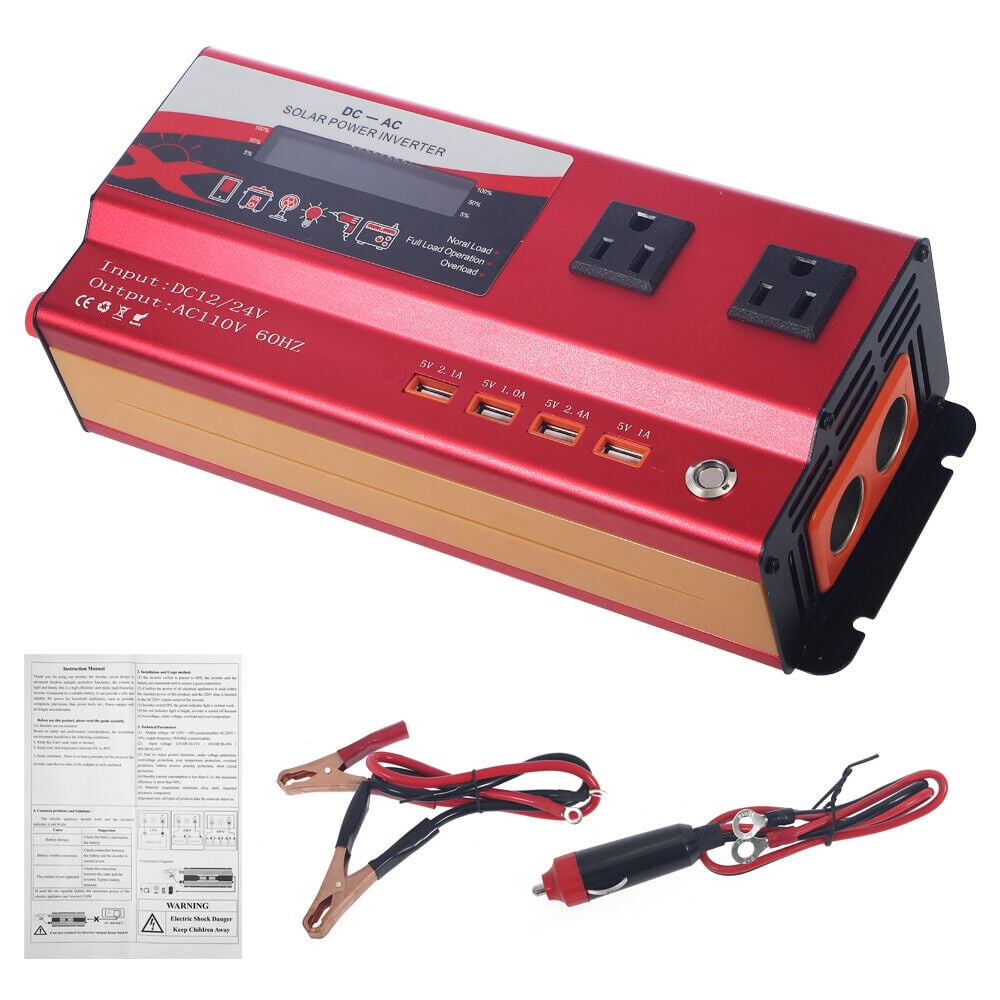 Pure Sine Wave 12V 900W Continuous 6000W Surge Power Inverter LED Display for Truck