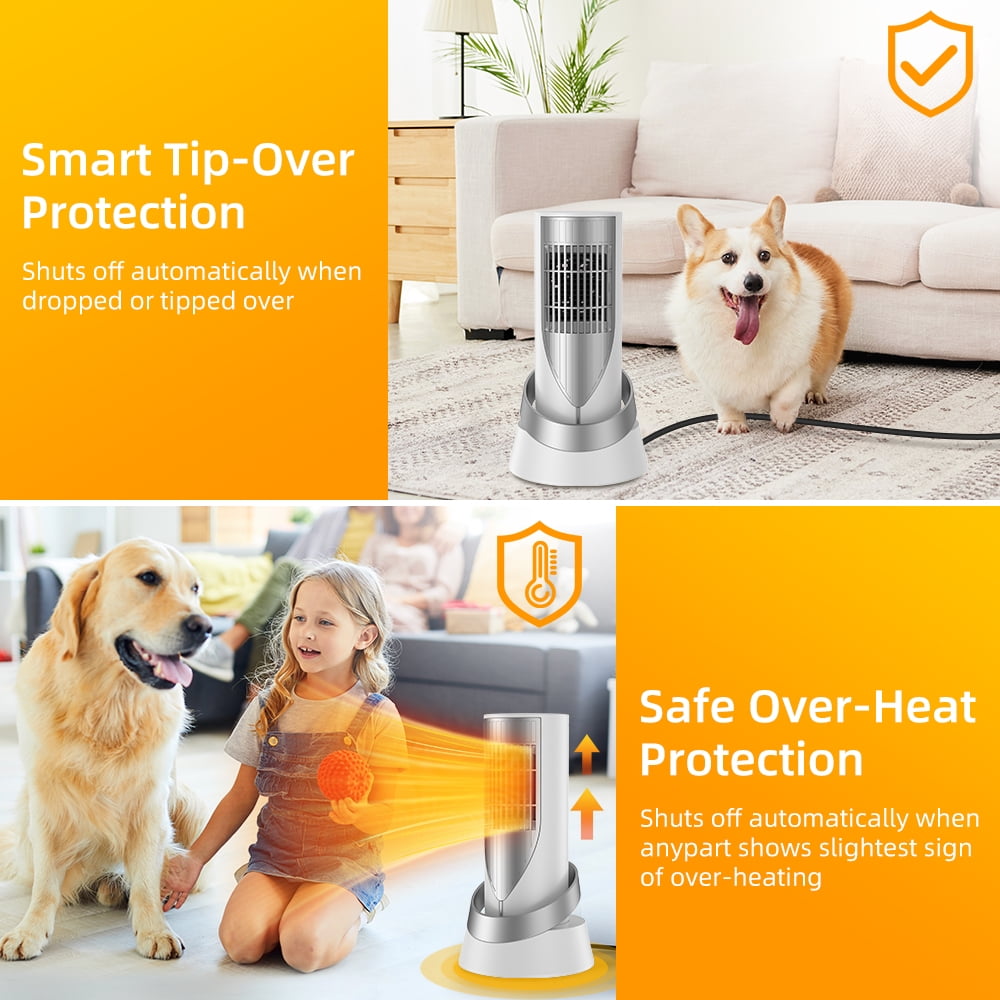 JahyShow Electric Heater, 1200W Portable ETL Space Heater Overheating Tip-Over Protection Heater for Indoor use