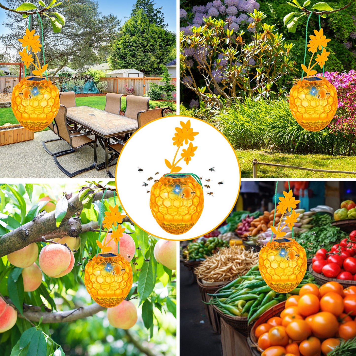 Reusable Outdoor Fly Trap - Solar Powered, Durable, Non-Toxic, and Eco-Friendly for Garden, Patio, and Home