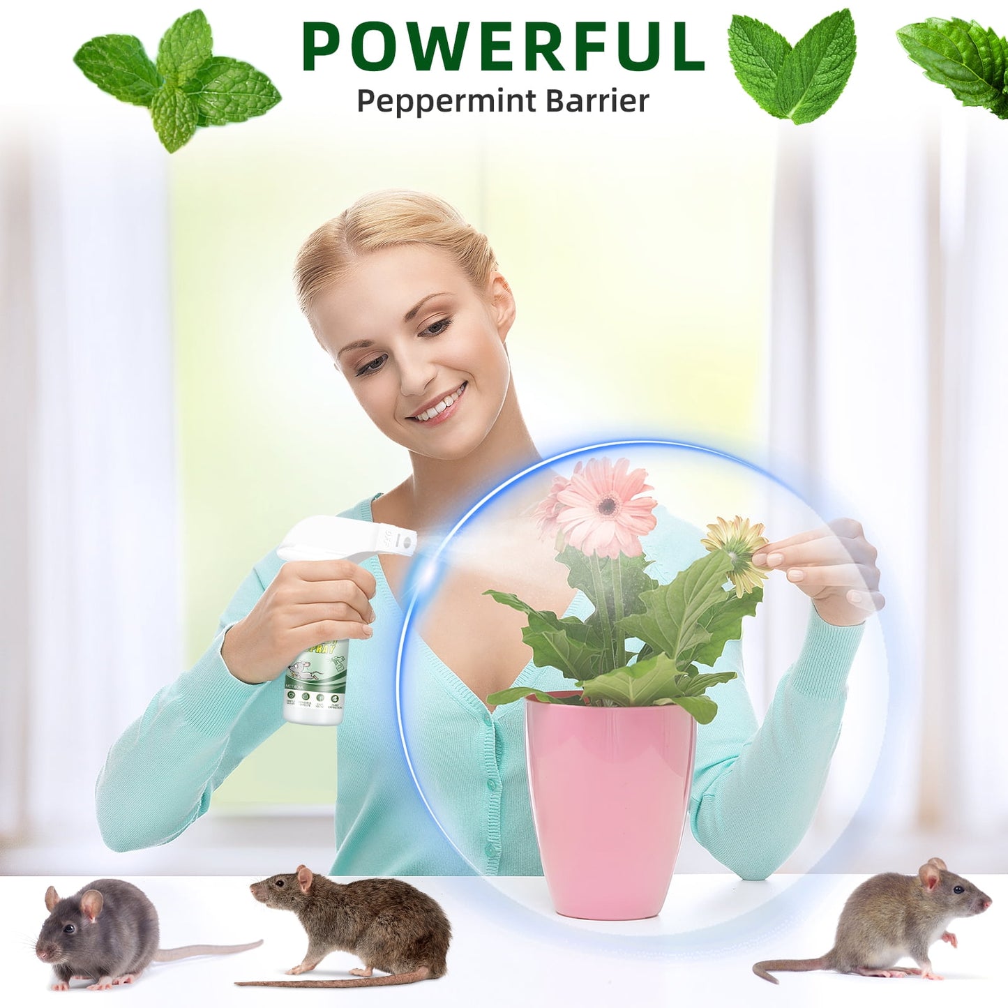 Rodent Repellent Peppermint Oil Spray-2.02 oz, 2 Count