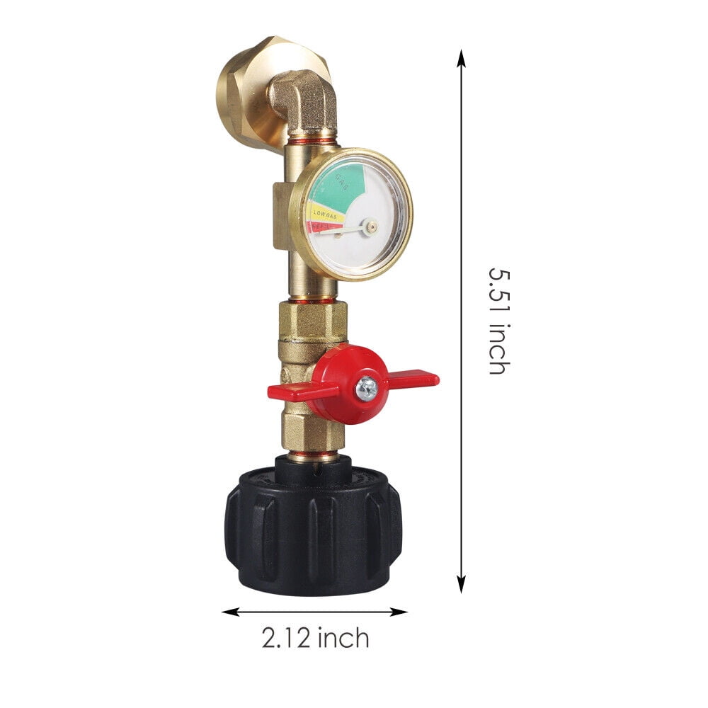 Propane Refill Adapter with Valve and Gauge, Fill 1 Lb Bottles From 20 Lb Tank