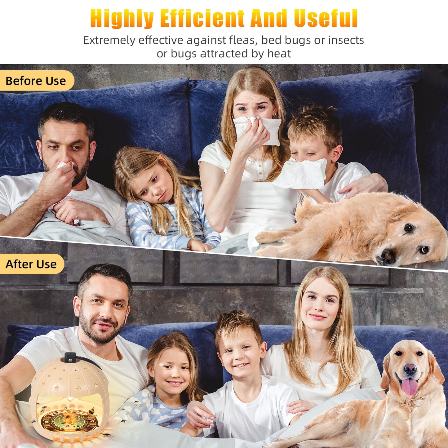 JahyShow Flea Traps, 2 Pieces with 4 Sticky Disc 6 Bulbs Flea Traps for Inside Your Home Safe Flea Light Trap for Indoor Safe to Pets