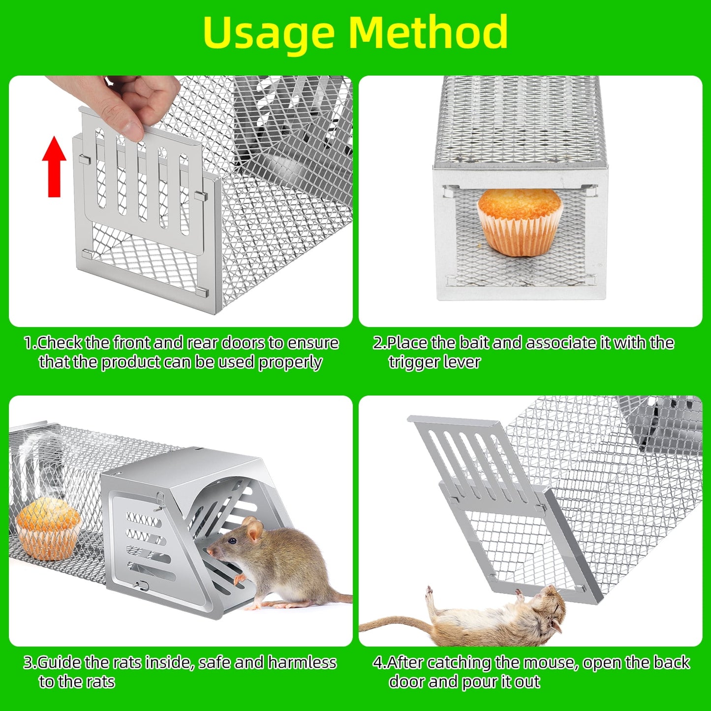 Jinyi Human Mouse Trap, Caged Mice Catcher Indoor & Outdoor Use No Harm Automatic Rodent Removal