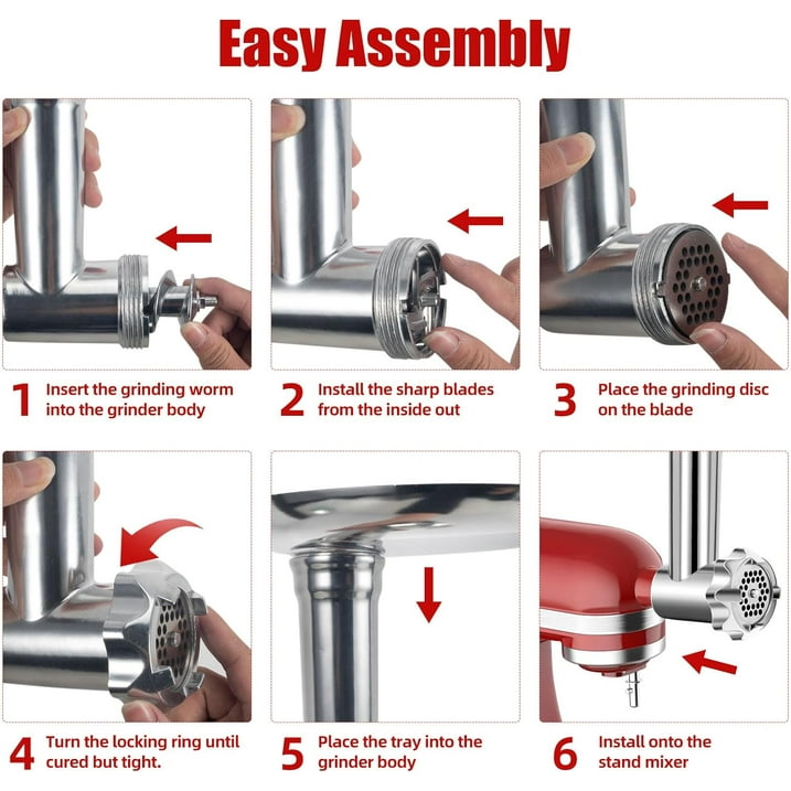 JahyShow 17-Piece Stainless Steel Meat Grinder Attachment for KitchenAid Mixers