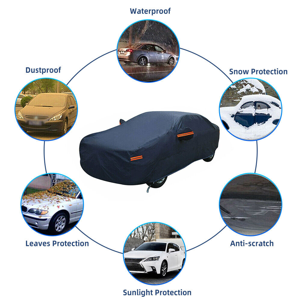 Car Cover Heavy Duty Waterproof Full Car Cover All Weather Protection Outdoor Indoor Use UV Dustproof for Auto SUV Sedan