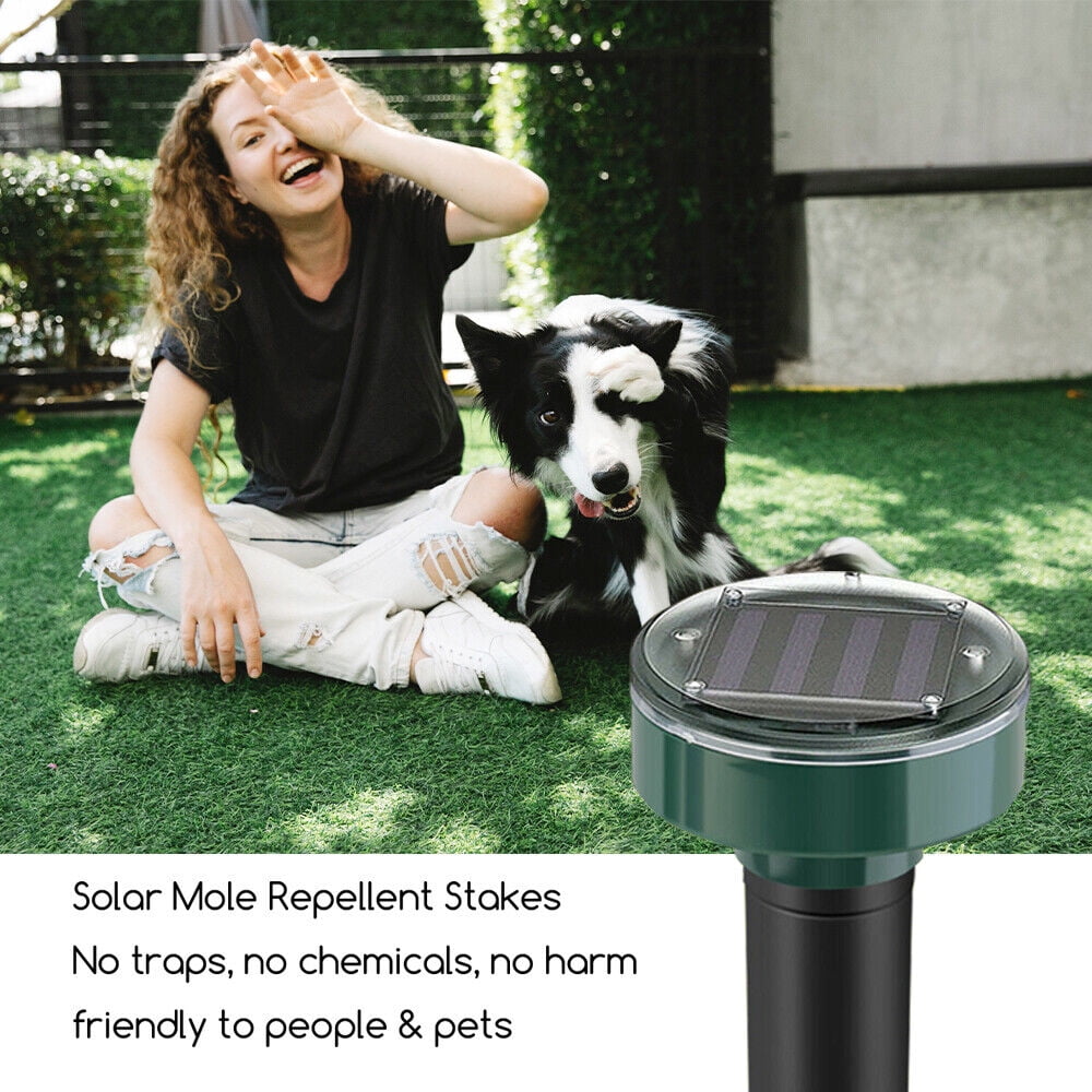 （4pc Sqare+4pc Round） Solar Mole Repellent Ultrasonic Rodents Mice Repellent Outdoor Gardens Pest Animal Repeller Ultrasonic Hamsters Deterrent Scarer Waterproof