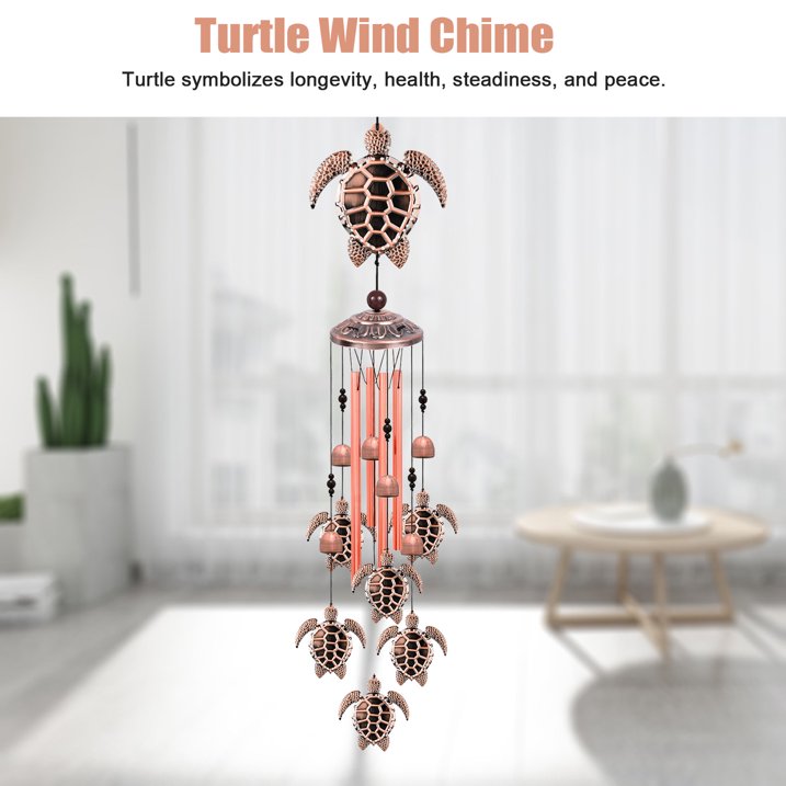 JahyShow Sea Turtle Wind Chimes,Decorative Wind Chimes for Outdoor,with S Hook for Patio Garden Decor