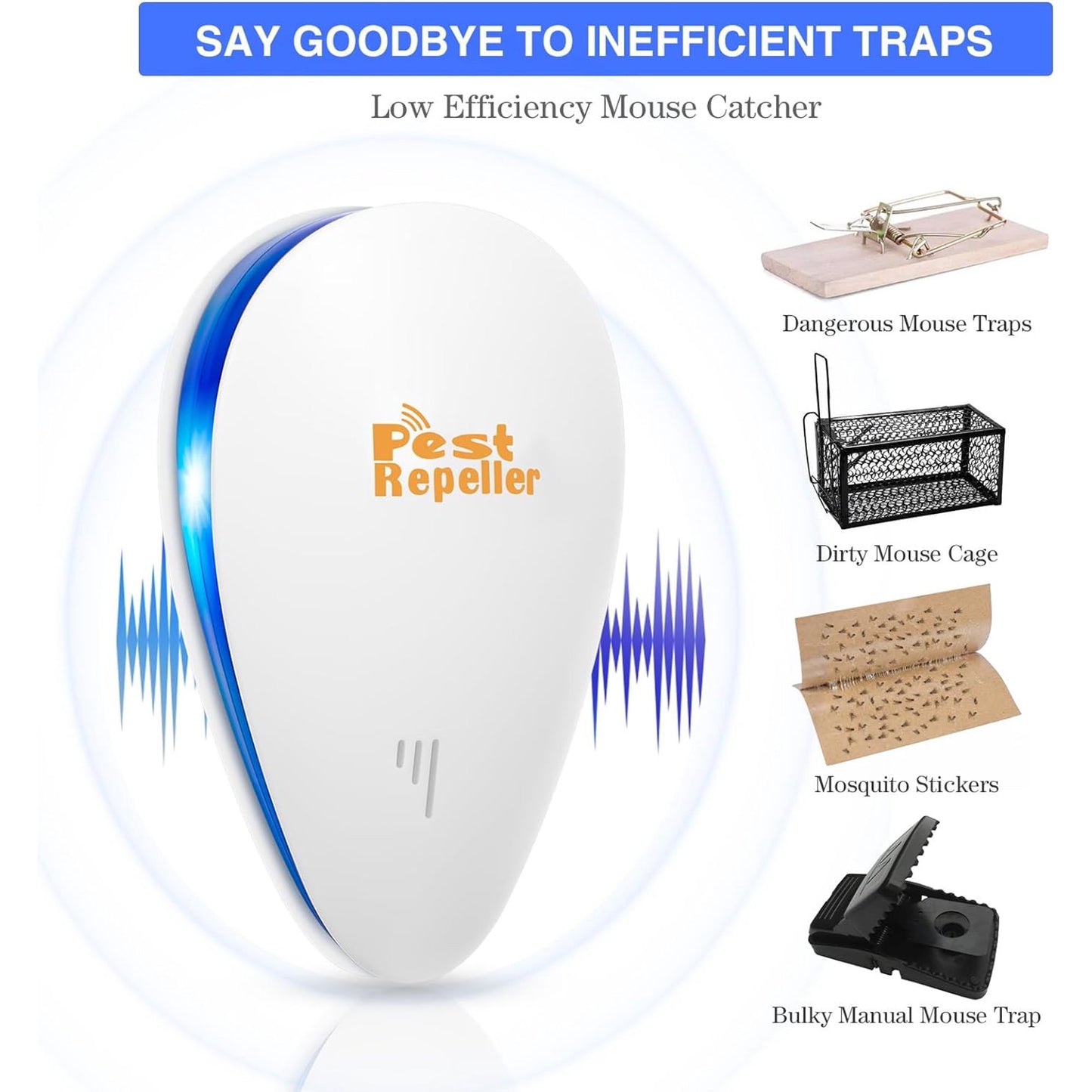 Electronic Mouse Repellent 6 Pack Ultrasonic Pest Repeller Plug In Rodent Control Device White Home Pest Defense