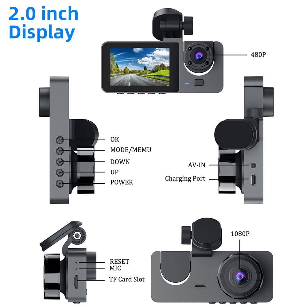 Car Dash Cam 3 Channel 1080P Dash Camera Front and Rear Dashcam with WiFi & 32GB Card Night Vision 24H Parking Mode Loop Recording