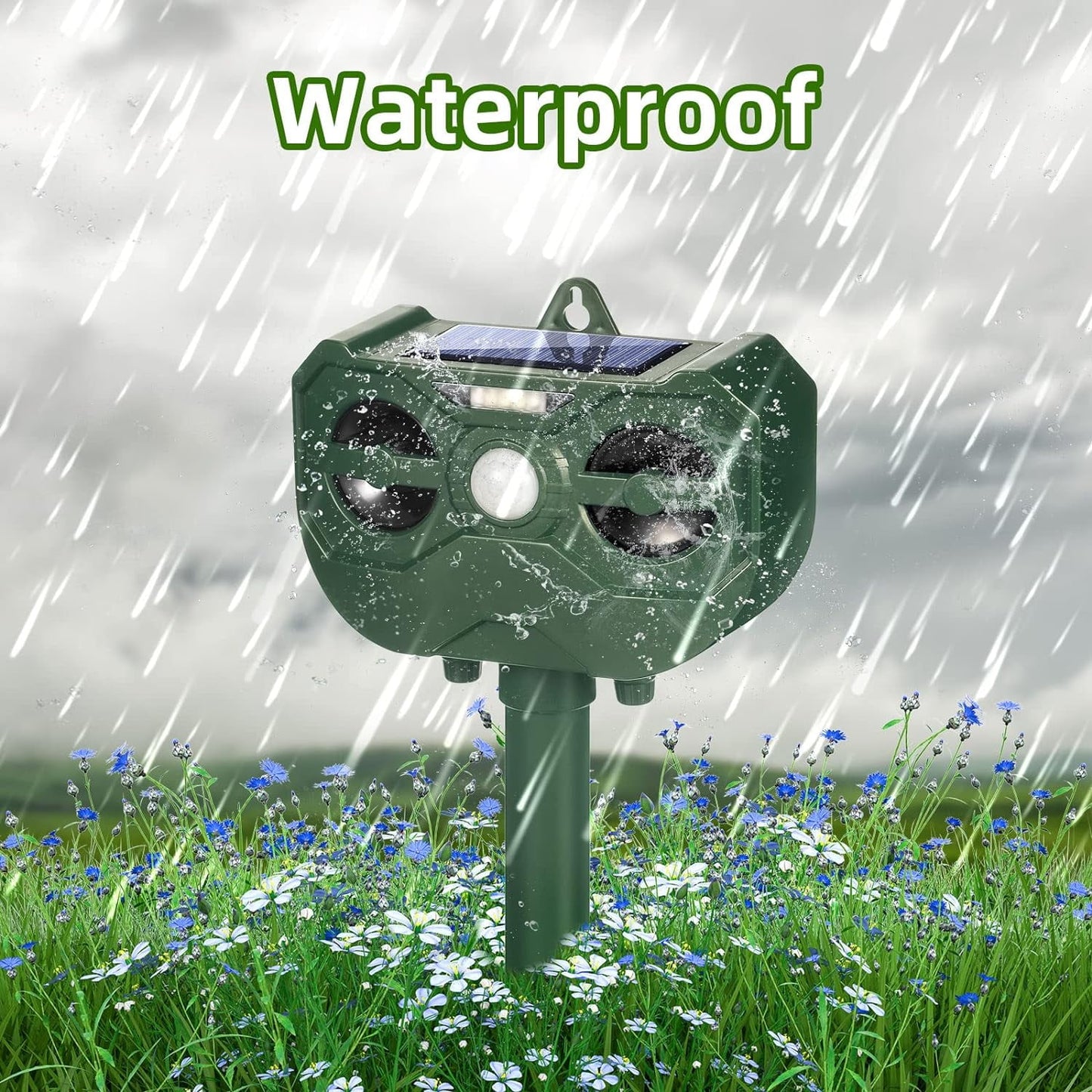 Ultrasonic Animal Repellent Outdoor, Solar Animal Repeller with Motion Sensor Flashing Light Waterproof Animal Deterrent Devices for Deer Raccoon Cat Squirrel Skunk Dog Rabbit Coyote