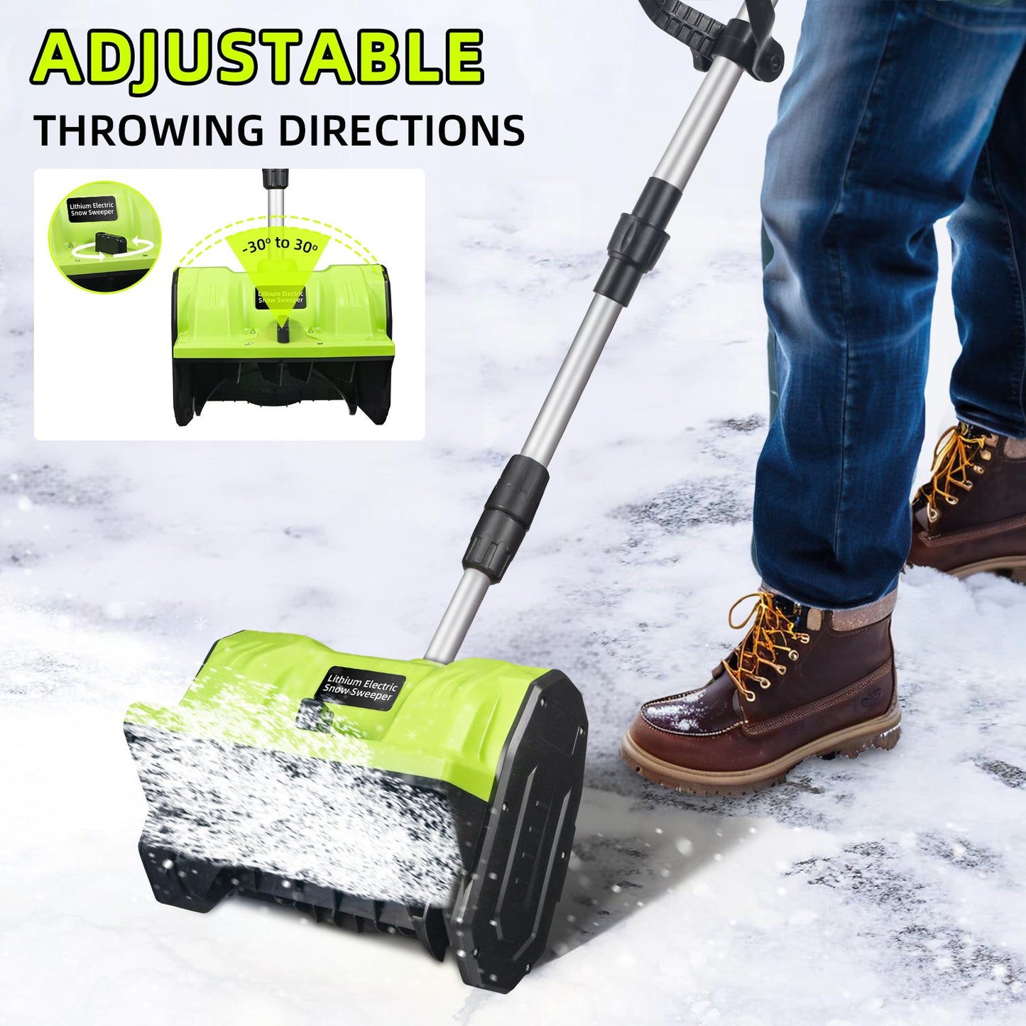 Cordless Snow Blower, 20V 12-Inch Battery-Powered Snow Thrower Adjustable Aux Handle Effortless Snow Removal Chores