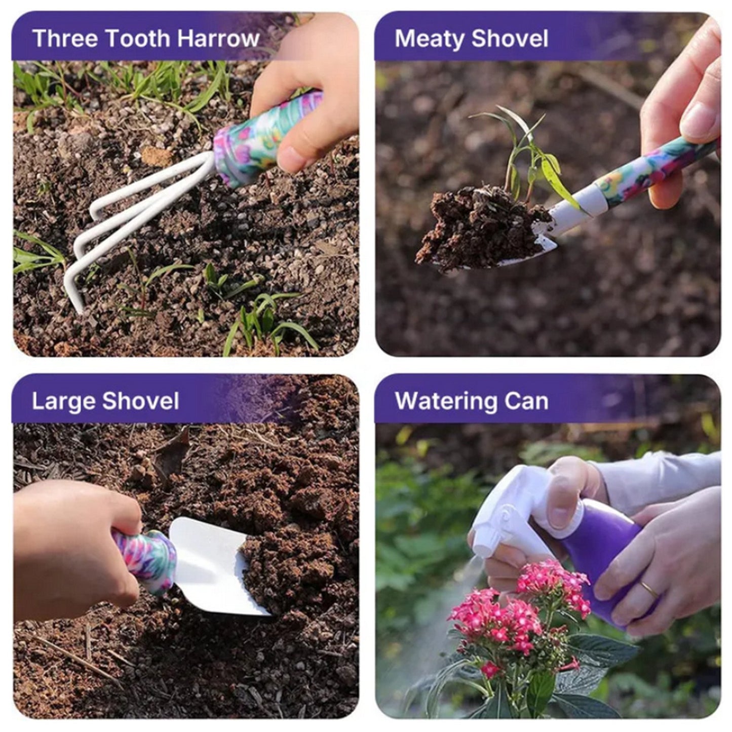 Garden Tools Set, 10 Piece Heavy Duty Gardening Tool Set for Digging Planting Pruning Gardening Kit for Women Men