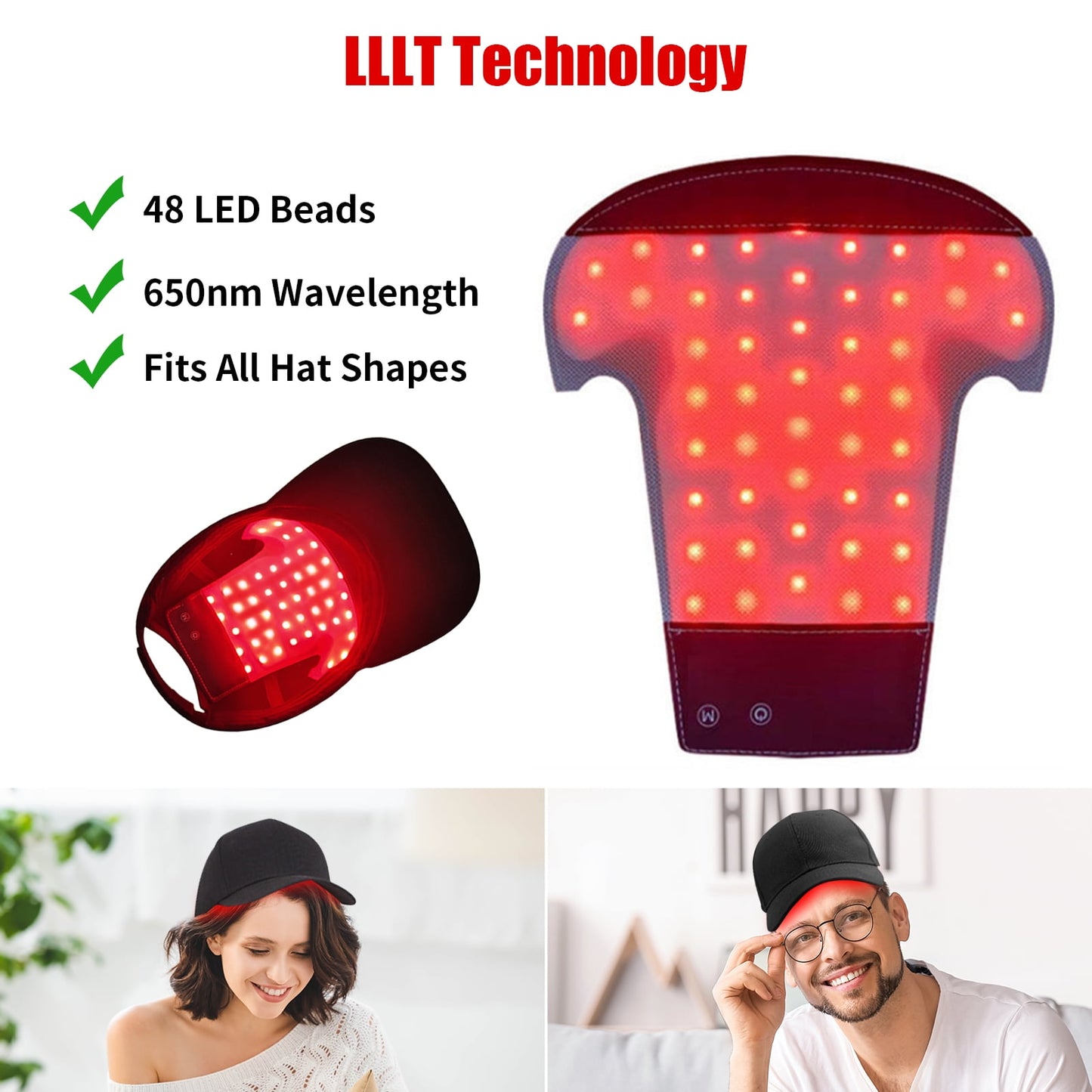 Red Light Cap, Anti Hair Loss Treatment Red Blue Light Therapy Hat Hair Growth Cap Adjustable Size for Man Women