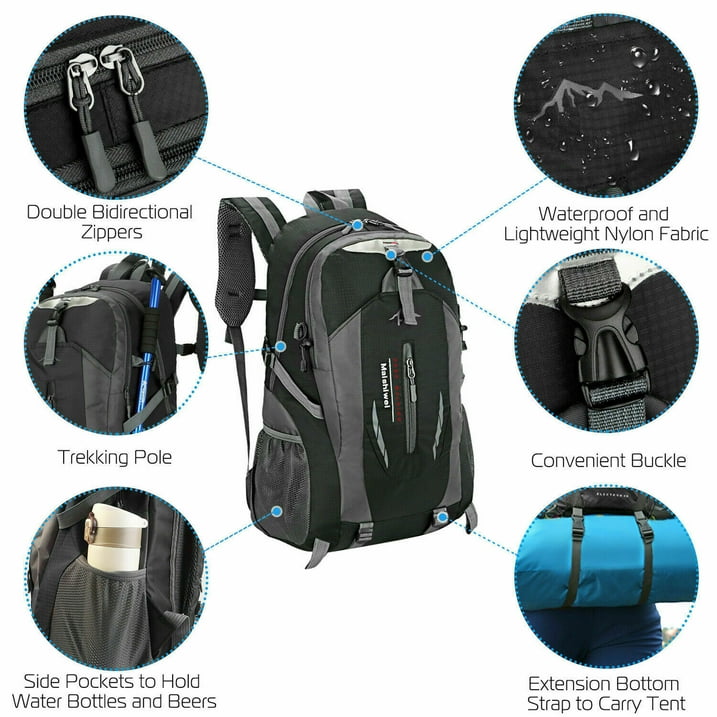 Unisex Travel Nylon Backpack Laptop Bag Hiking Rucksack Office Backpack (Red)