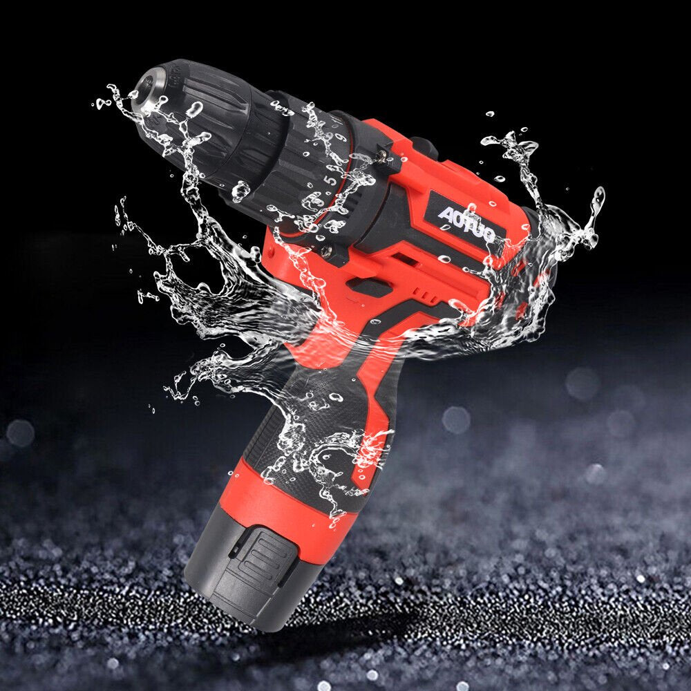 Rechargeable Cordless Screwdriver - Dual Speed, 25 Torque Settings, Red, 12V, 35N.m Torque