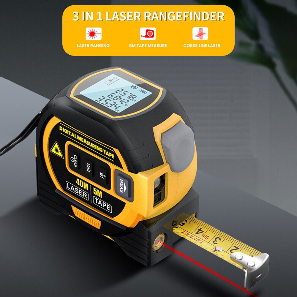 3 in 1 Digital Laser measure 40m/131Ft Autolock Measuring Tape Top LCD Display