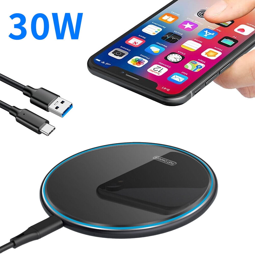 Aluminum Alloy Wireless Charger for iPhone 14, Samsung Galaxy S23 - 30W Power, Portable