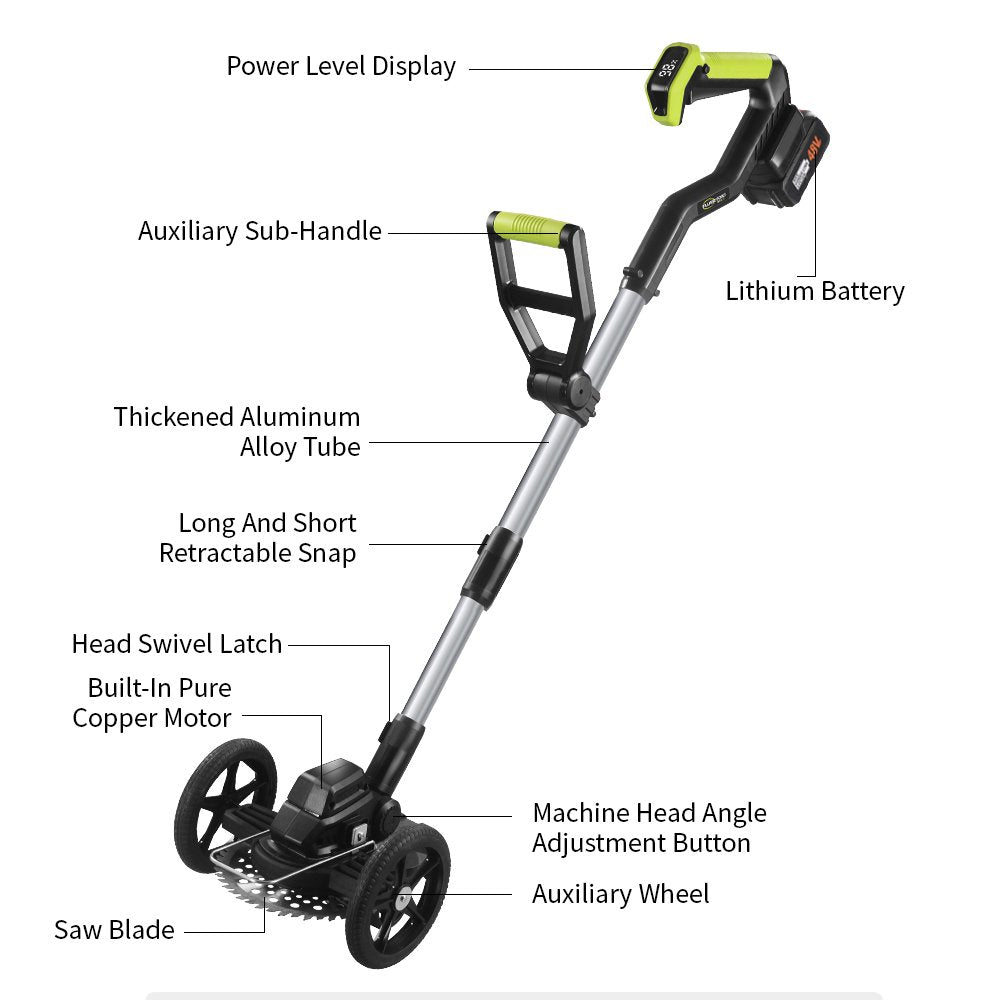 Electric Weed Trimmer, 21V Weed Wacker Cordless Weed Whacker Upgrade Multifunctional Grass Trimmer with Side Trimming Wheel Handhold Lawn Mower