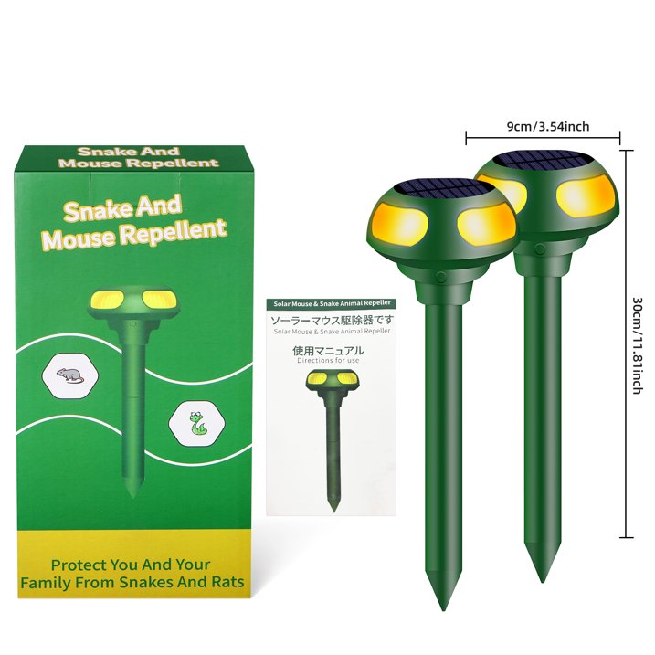 JahyShow Solar Animal Repellent, 2Pack with Sound & Light Outdoor Pest Control Device Farm Yard Protection