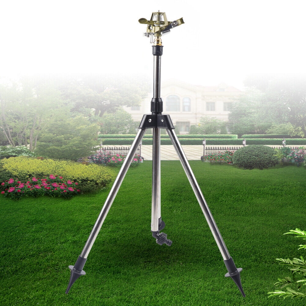 1 Pack Impact Sprinkler on Tripod Base, 360 Degree Large Area Sprinklers for Yard, Suitable for Agriculture, Lawn Sprinkler, Heavy Duty Brass Sprinkler Head and Adjustable 22–36 inch Tripod