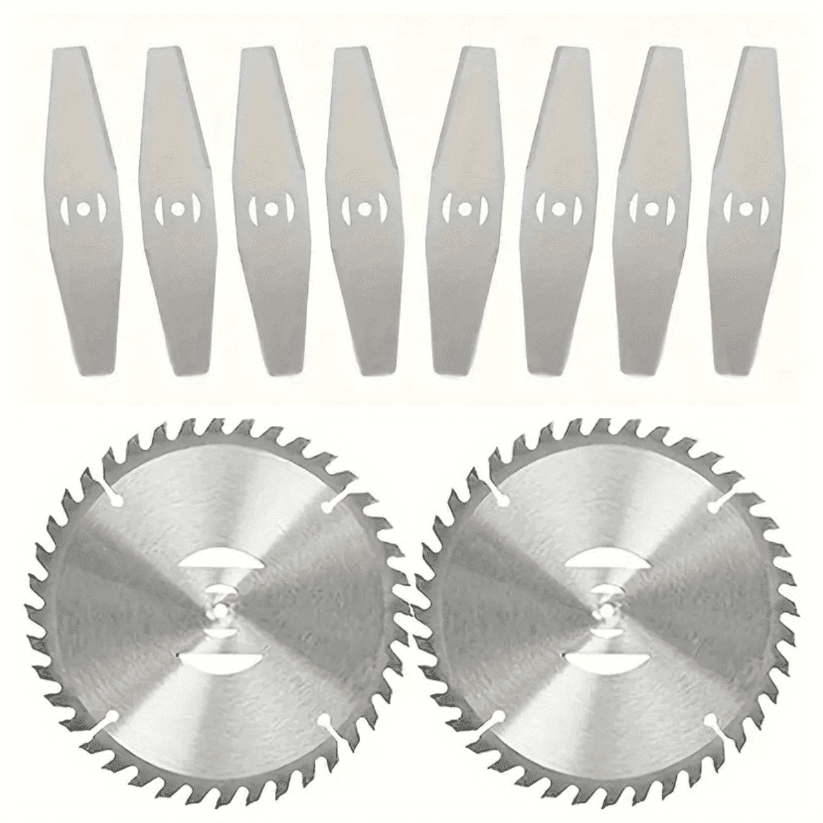 10Pack Grass Trimmer Blade Heads Replacements,Cordless Electric String Trimmers Metal Blade,Carbide Blade Tip Brush Cutter Trimmer Blade for Electric Lawn Mower Set (Silver)