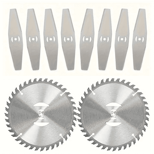 10Pack Grass Trimmer Blade Heads Replacements,Cordless Electric String Trimmers Metal Blade,Carbide Blade Tip Brush Cutter Trimmer Blade for Electric Lawn Mower Set (Silver)