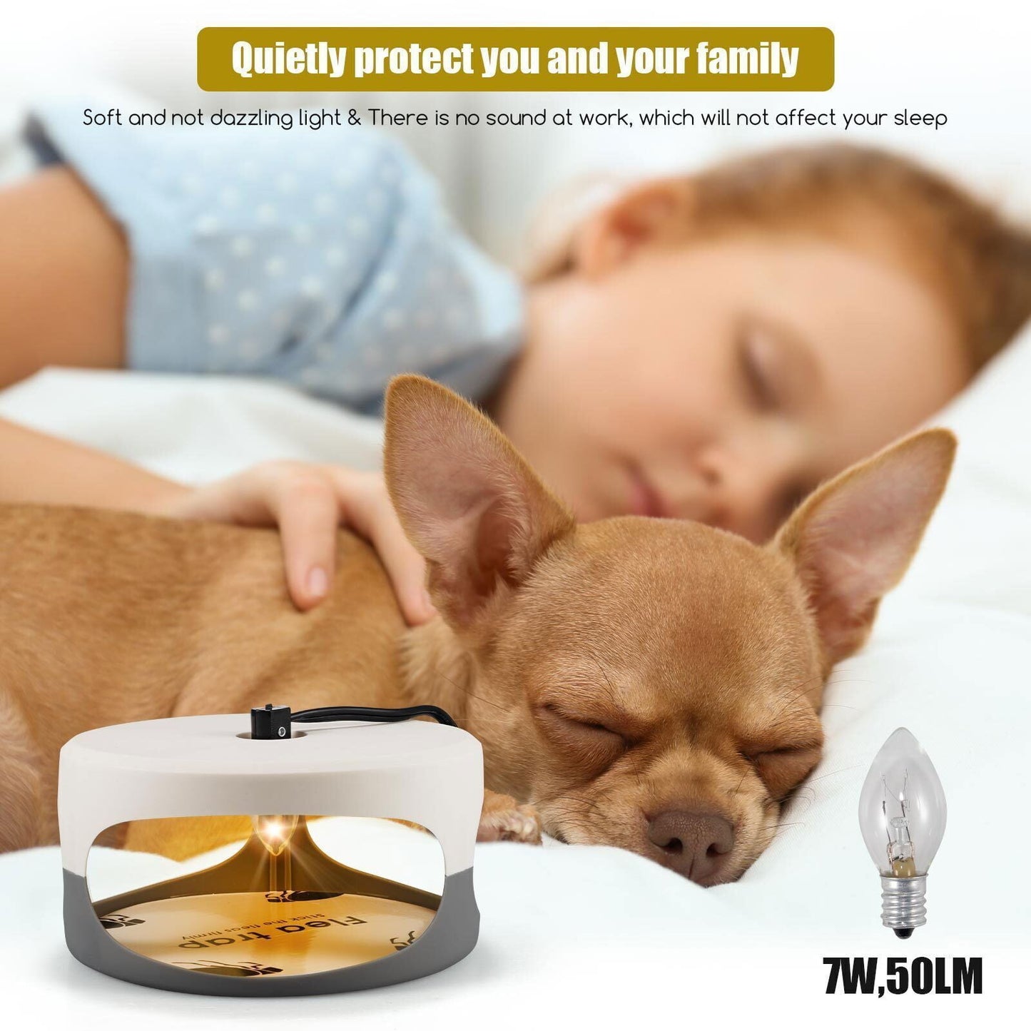 Safe Flea Trap Attract Catch Fleas, Bedbugs, Mosquitoes Robust ABS Shell Easy to Operate Light Yellow