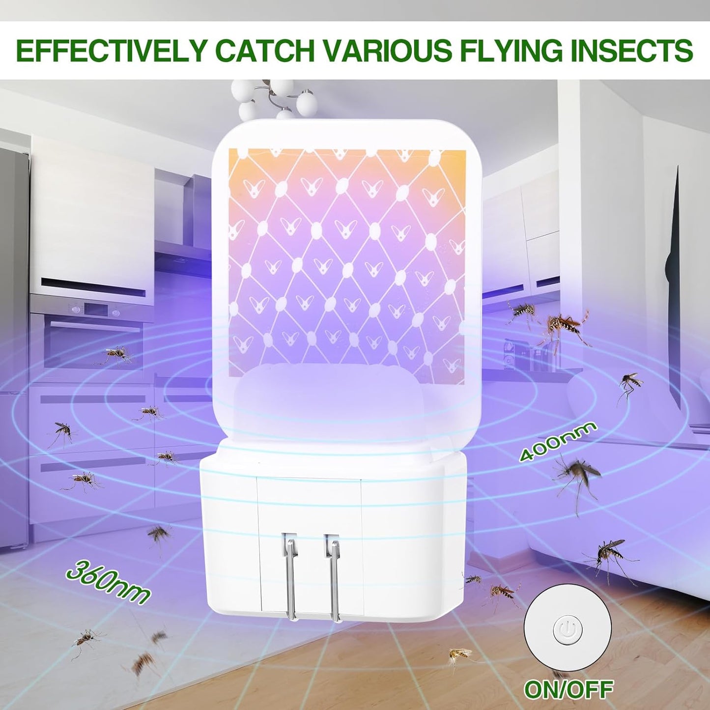 Effective Flying Insect Trap with Night Light 10 Sticky Trap Boards Plug & Play Mosquito Trap Indoor Bug Zapper