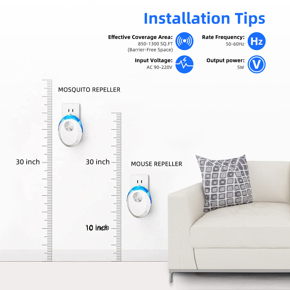 6 Pack Ultrasonic Pest Repeller, Mice Repellent Plug-ins Electronic Pest Roach Spider Insect Rodent Repellent