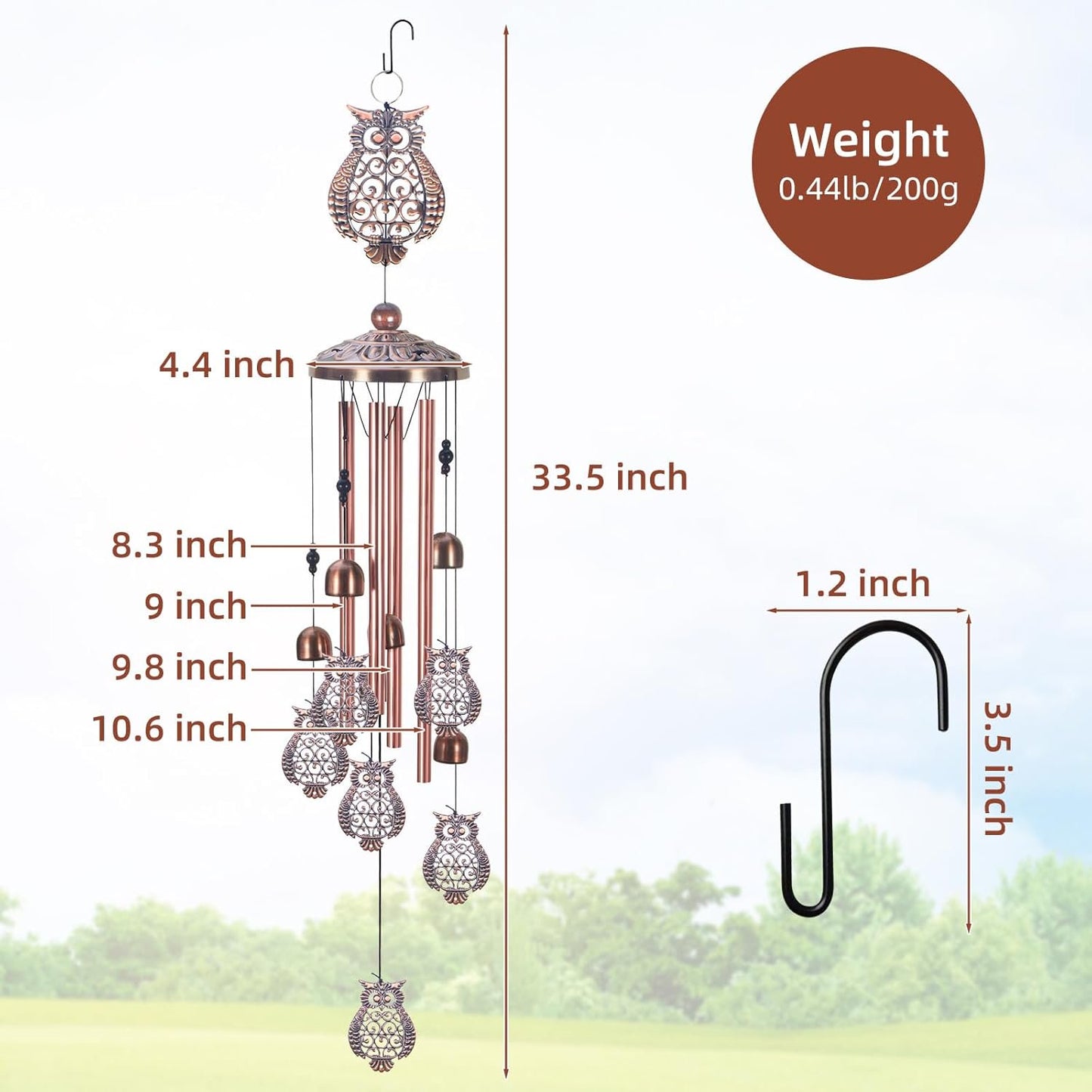 JahyShow Owl Wind Chimes Metal Outdoor/Indoor Chime Garden Decor