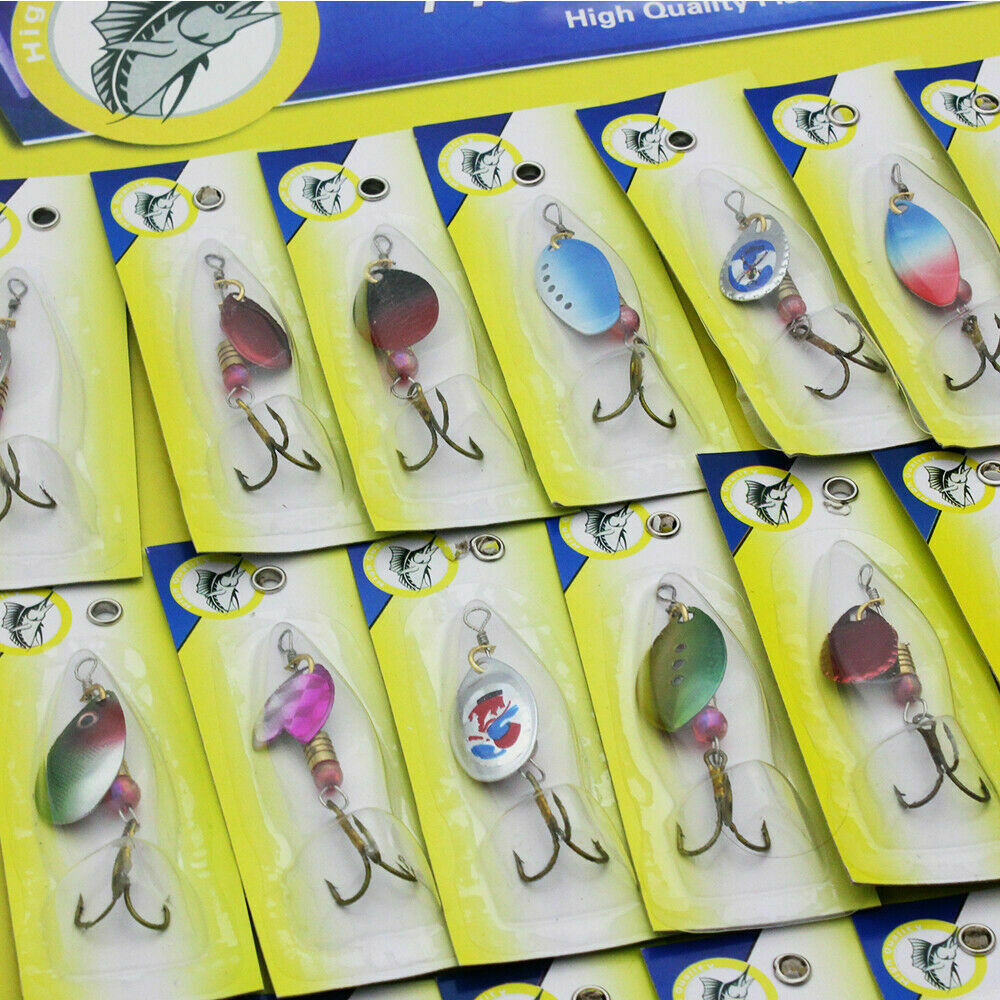 30PCS Fishing Lures Metal Spinner Baits Bass Tackle Crankbait Trout Spoon Trout