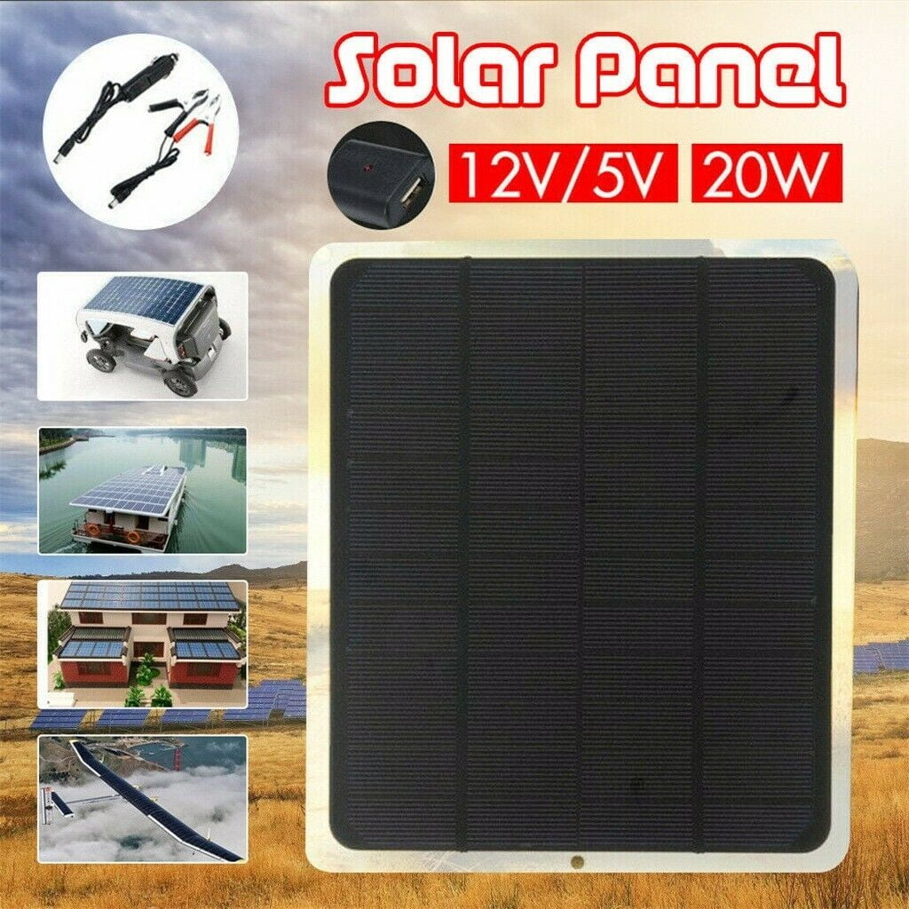 20W Solar Panel 12V Trickle Charge Battery Charger For Maintainer Marine RV Car